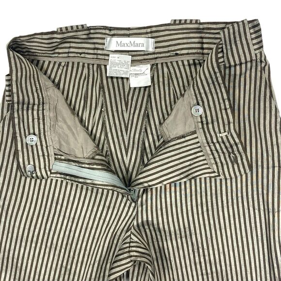 Max Mara Pants Womens Sz 2 Straight Leg Linen Silk Striped Classic Modern Career - Picture 5 of 16